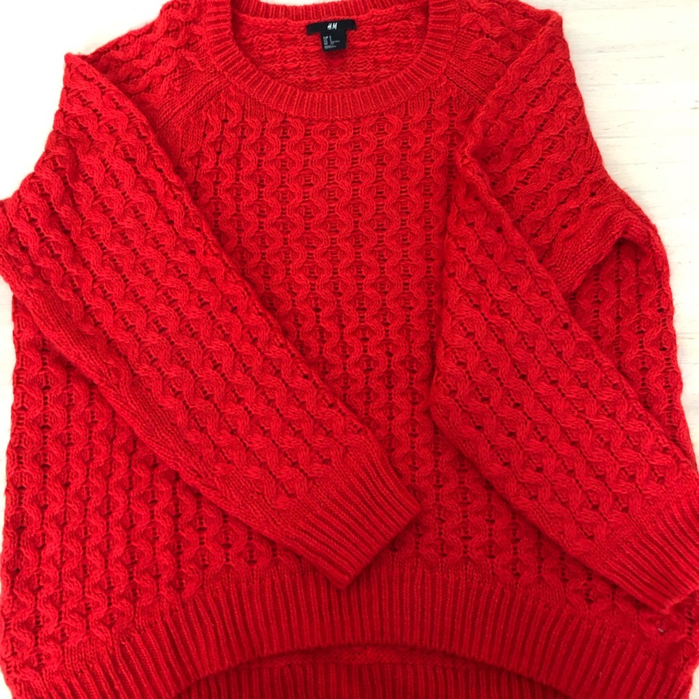 Bright red comfy sweater size S
